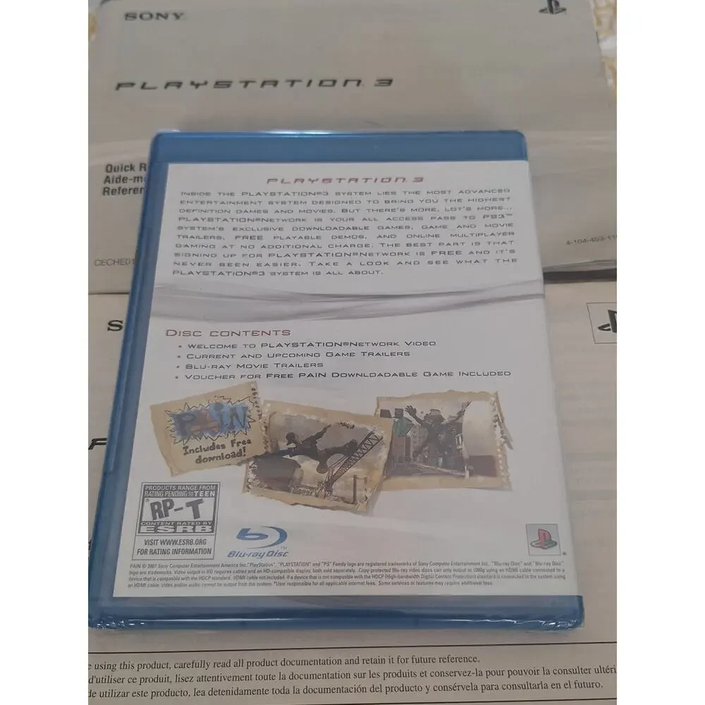 Sony PlayStation 3 PS3 CECHE01 Manuals + Sealed Welcome PS Network Blu-ray Disc